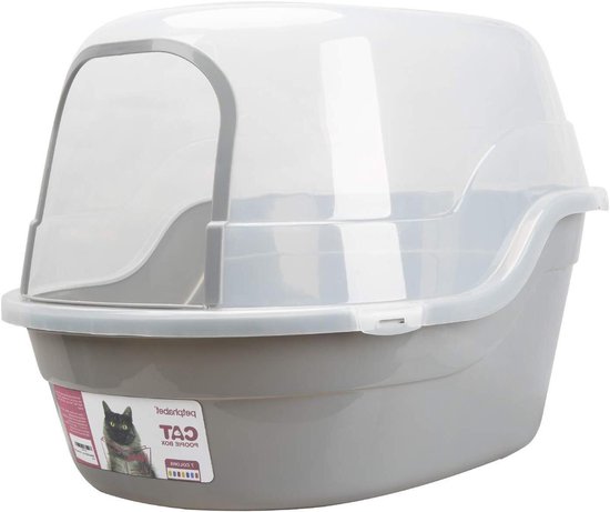Kattenbak XXL - Toiletbak Jumbo - Kattenbak Gebruik - Hoge anti-lekkage rand - 63 x 49 x 42 cm - Grijs