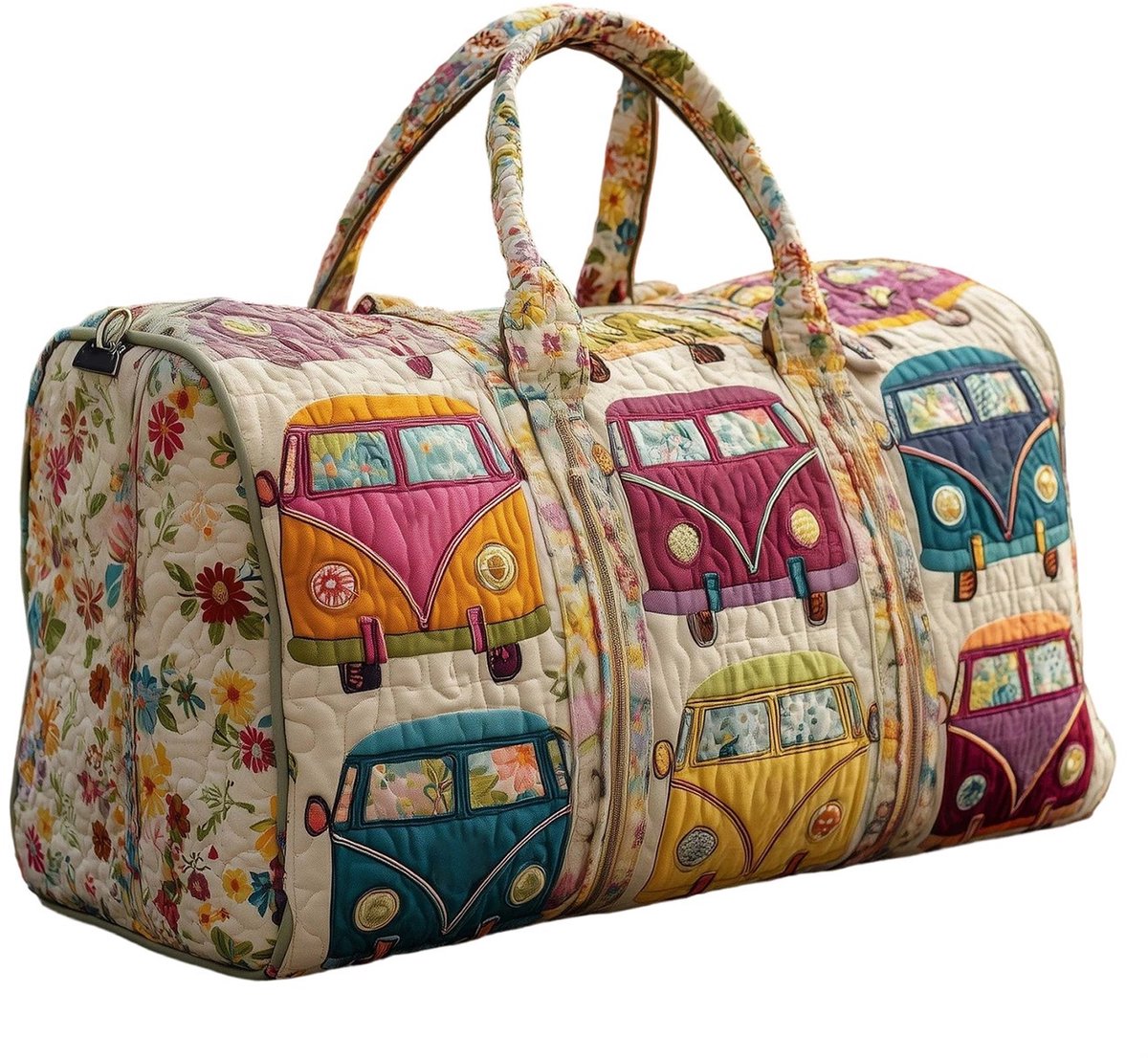 Textielen tas, retro bloemenprint in 3D-stijl, boho-stijl voor reizen en sport, meerkleurig, groot (18 x 9 x 9 inch)，15 modellen