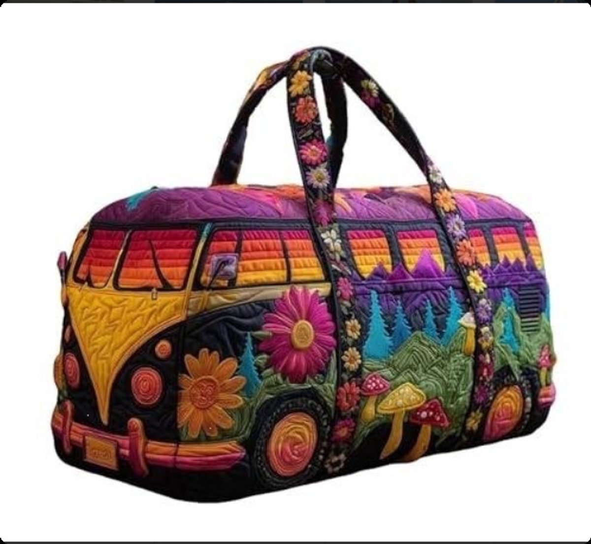Textielen tas, retro bloemenprint in 3D-stijl, boho-stijl voor reizen en sport, meerkleurig, groot (18 x 9 x 9 inch)，181 modellen