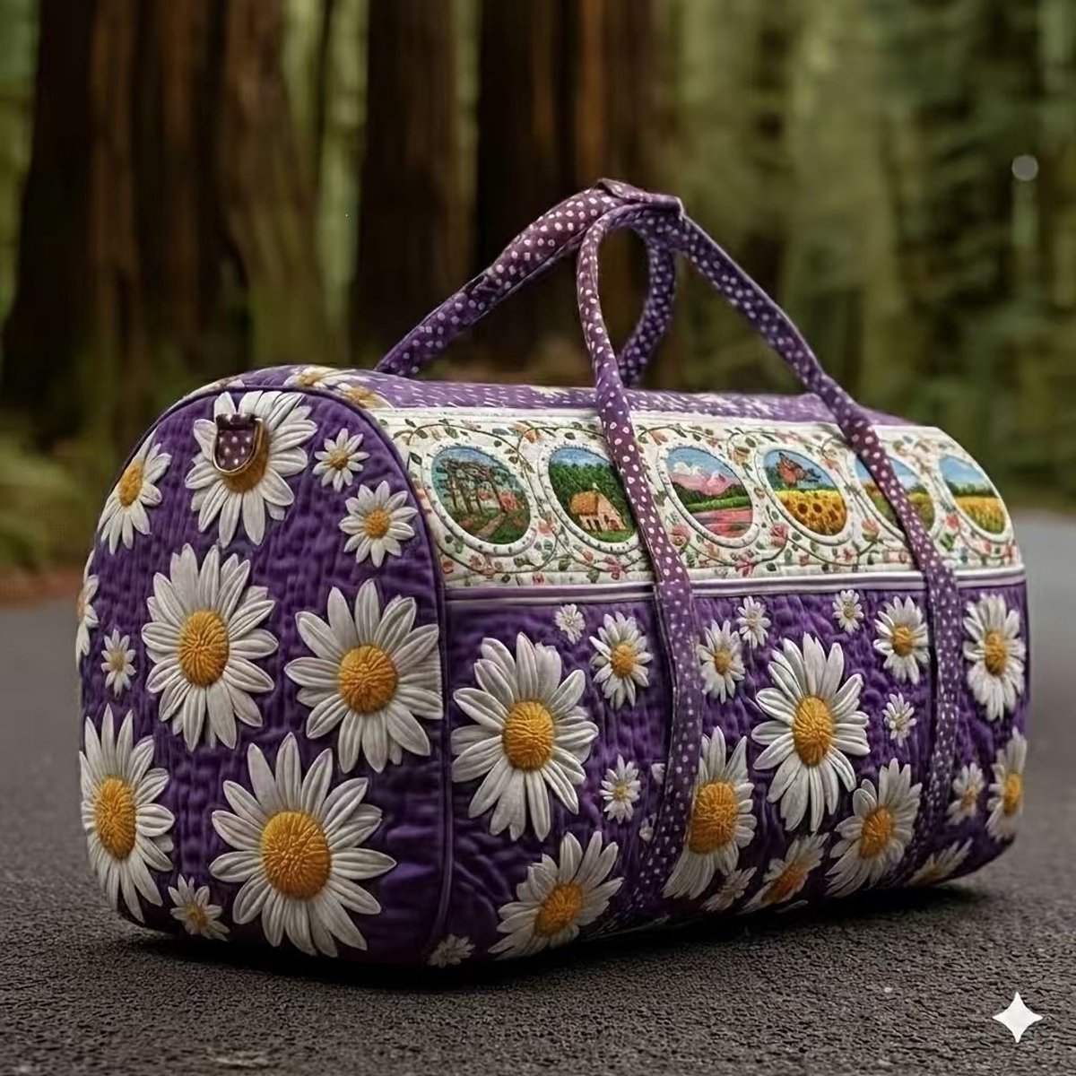 Textielen tas, retro bloemenprint in 3D-stijl, boho-stijl voor reizen en sport, meerkleurig, groot (18 x 9 x 9 inch)，140 modellen