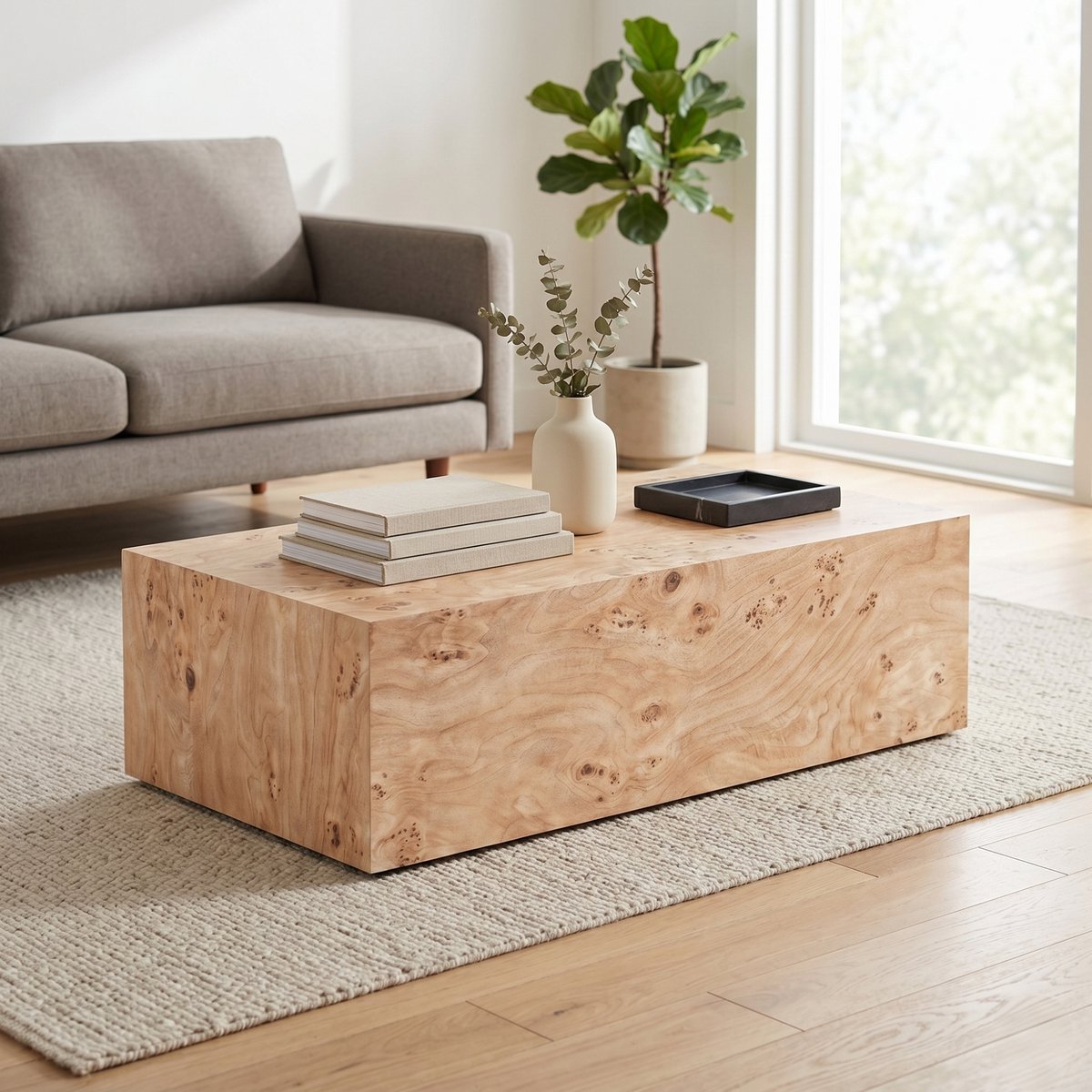 Salontafel - Eettafel - 90x50x30 cm - Rechthoekige Salontafel - Koffietafel - Geen Montage Nodig - Met Antislip Voetjes - bijzettafel - Lichte natuurlijke