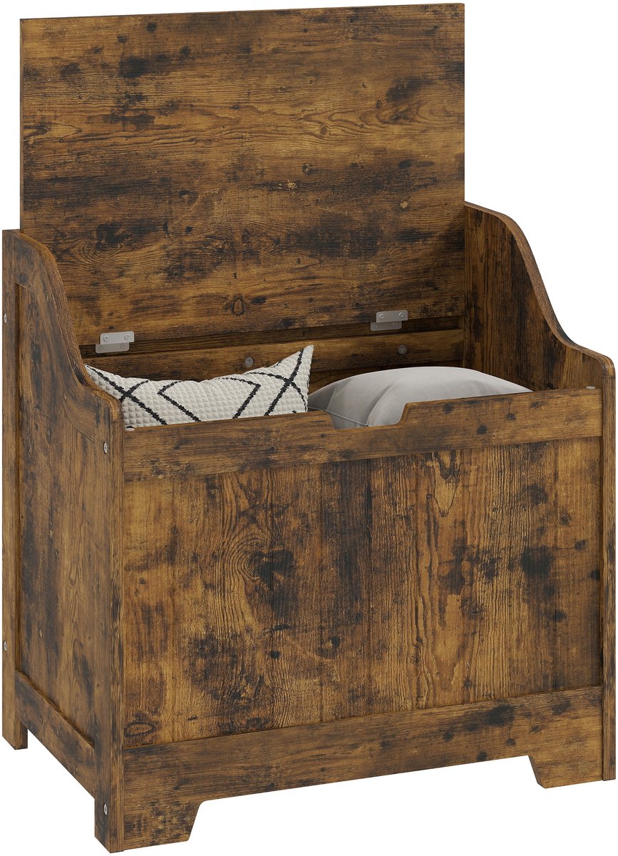 Social® Houten Opbergkist met Veiligheidsscharnier - Speelgoedkist en Boekenkast - Opbergbox met Handgreep - Rustiek Bruin - 61L