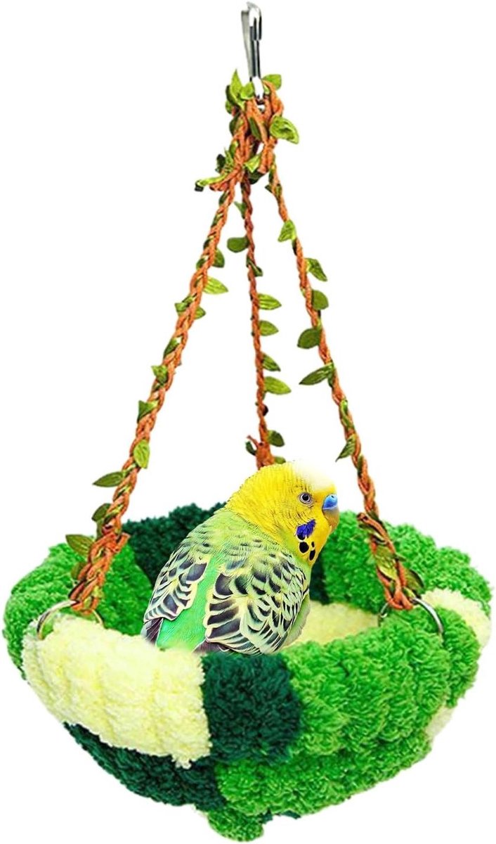 Warm Parkietenbed - Vogelhangmat Nest - Dierenverblijf Inrichten - Krasbestendige Rotanstructuur - 17 x 17 x 10 cm - Bruin