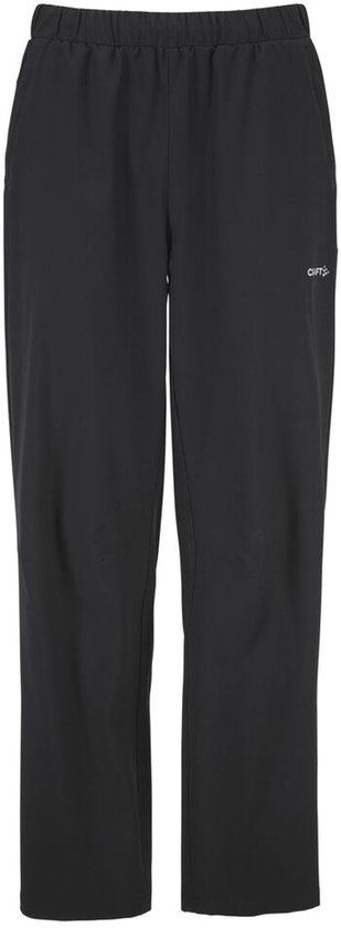 Zwarte Craft sportbroek met elastische tailleband en wit logo op de heup.