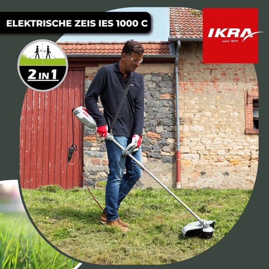 IKRA elektrische bosmaaier en grastrimmer IES 1000 C, 1.000 W, incl. draadspoel, 3-tands mes en schouderriem — afbeelding 4