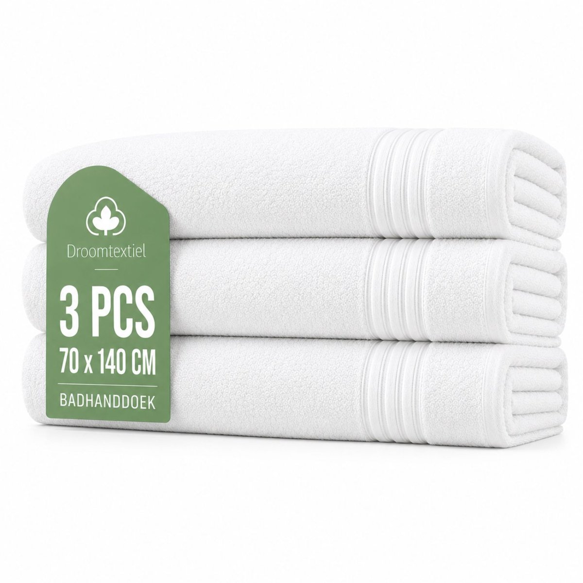 Droomtextiel Badhanddoeken - 70 x 140 cm - set van 3 - Hotelkwaliteit – Zware kwaliteit 550 g/m2 - Zacht & Absorberend - Wit