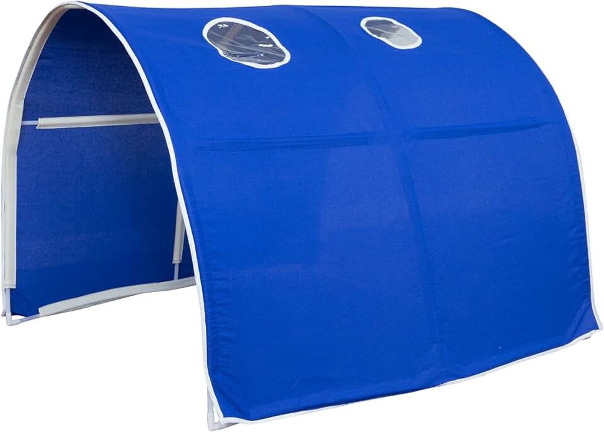 Kindertunnelbed met blauw ontwerp, hout, één maat