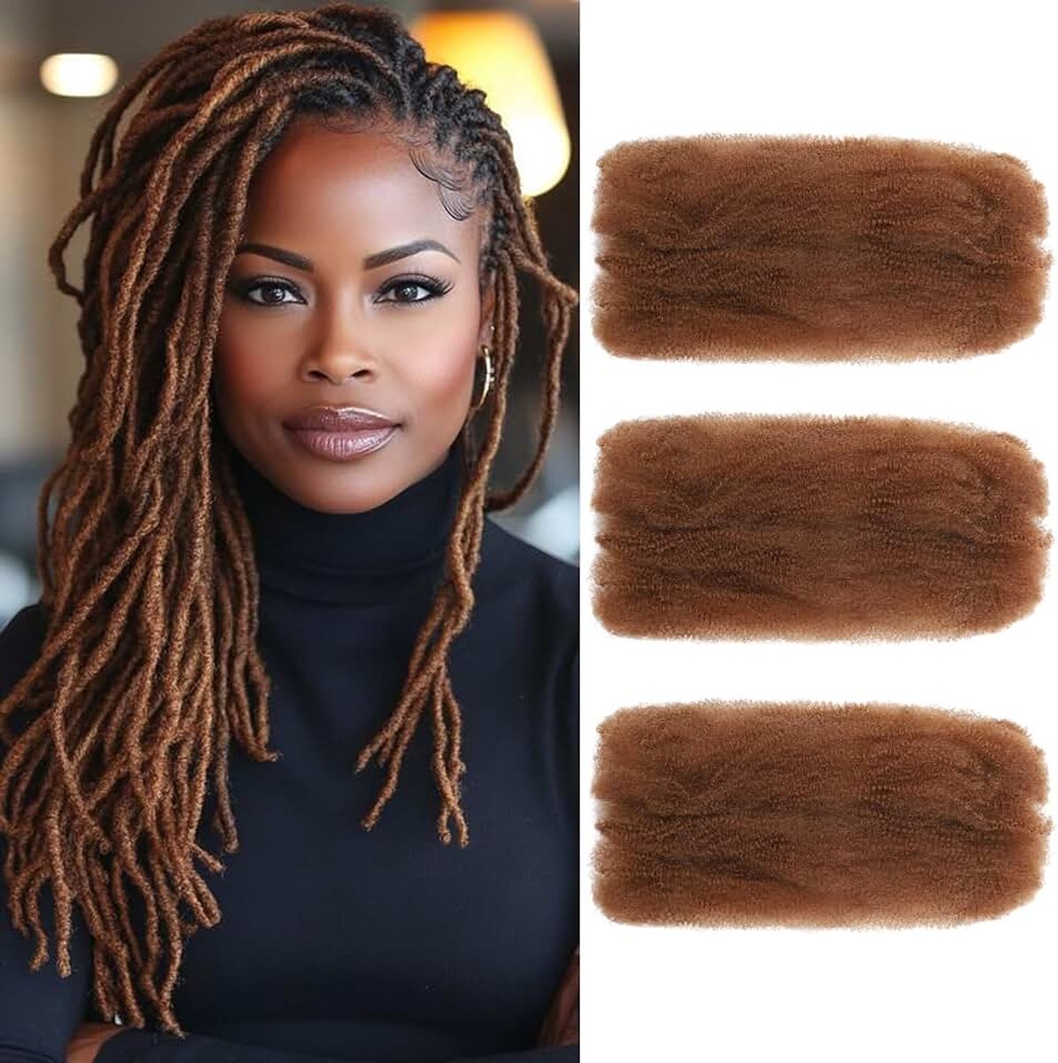 Kinky Bulk Hair 12 Inch 30g/Pack Synthetic Hair for Twist, Braiding, Repair Locs, Dreadlock Extensions, Afro Kinky Curly Bulk Crochet Braids Twists (30#, 12inch-3pc)