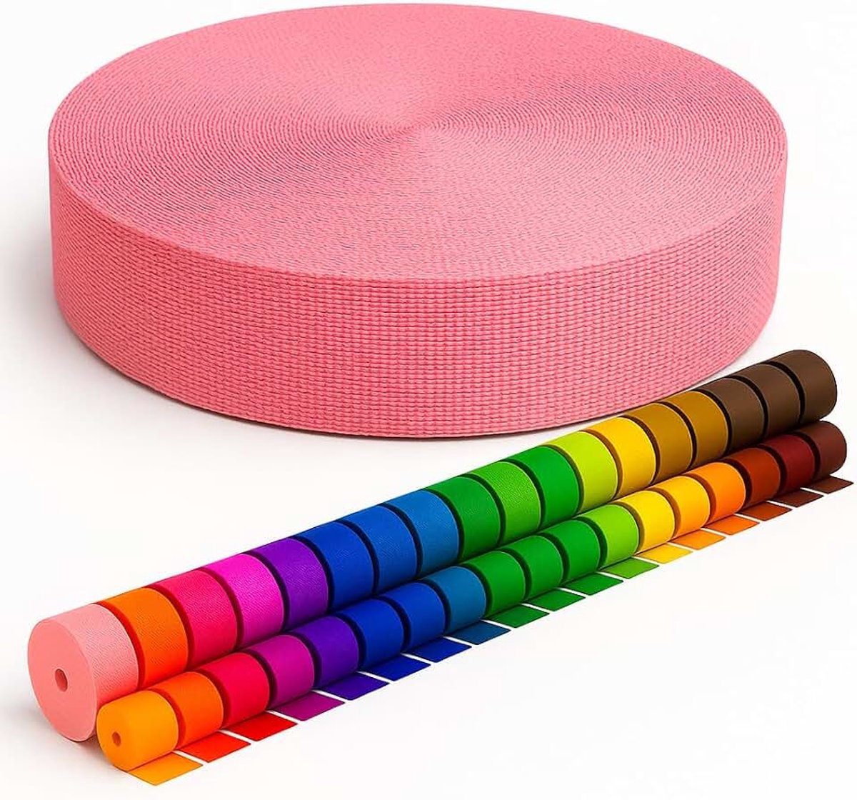 2 m 5 m 10 m 50 m lang - 50 kleuren breedtes: 10 mm 15 mm 20 mm 25 mm 30 mm 40 mm 50 mm tas riem van polypropyleen, ideaal voor doe-het-zelfprojecten & handwerk 513 lichtroze 10 mm x 5 m