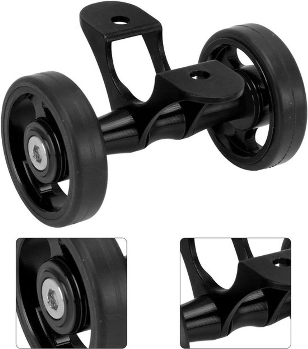 Fiets Spatbord Easywheel, Dubbele Wiel Roller Accessoires voor Vouwfiets (Zwart)