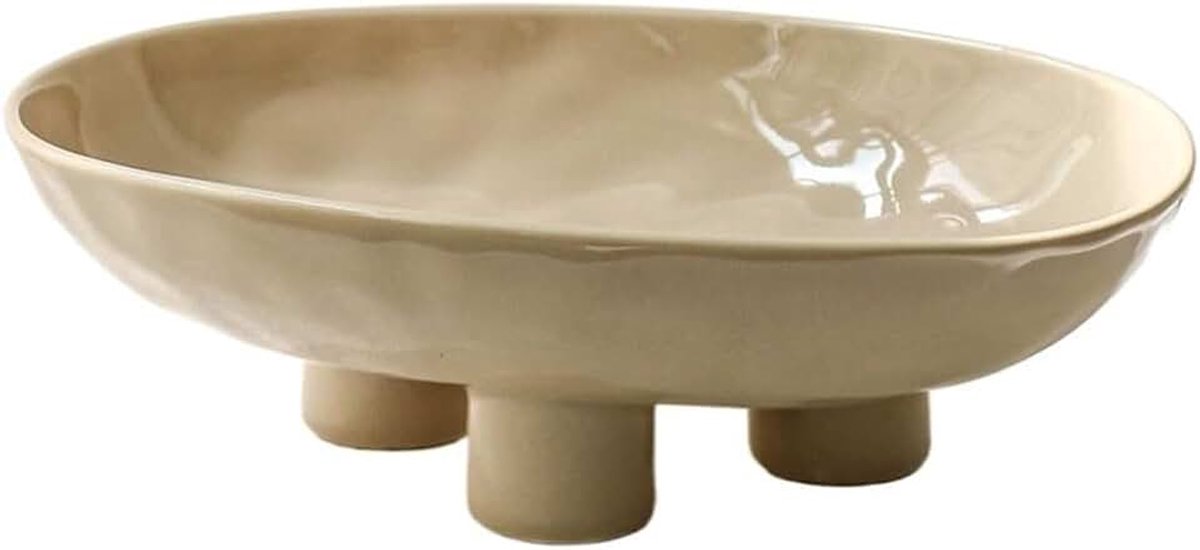 Fruitschaal Keramische driepoot fruitschaal, moderne minimalistische serveerschaal, decoratief tafelstuk for thuis(Brown)