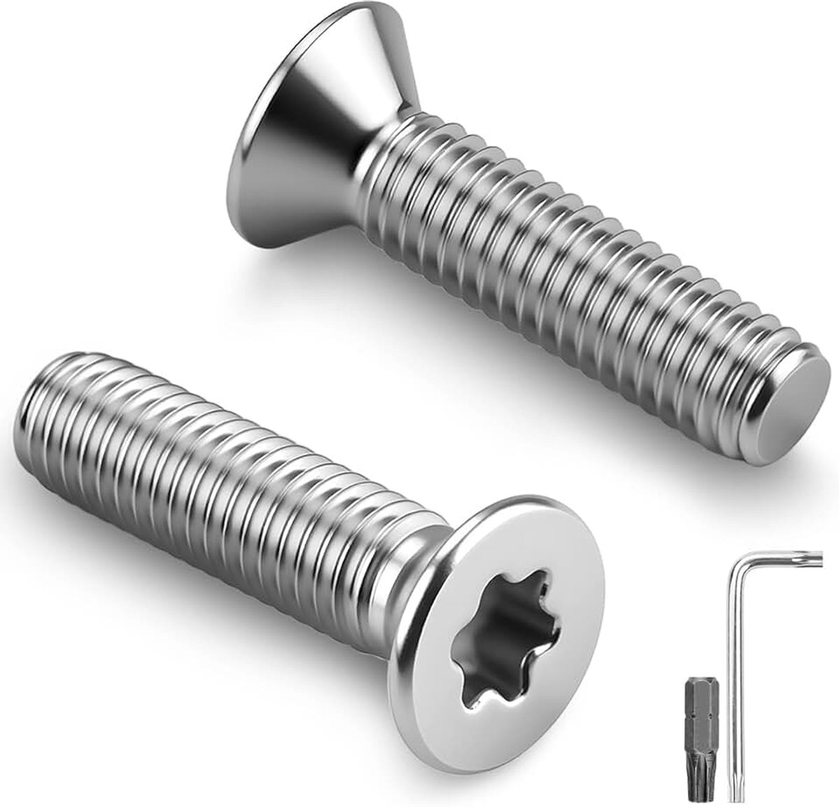 OT nuts 40 stuks verzonken kopschroeven, M5 x 20 mm, torx-aandrijfschroeven, 304 roestvrij staal, A2 V2A verzonken schroeven, volledige schroefdraad met torx-sleutel en schroevendraaier voor hout