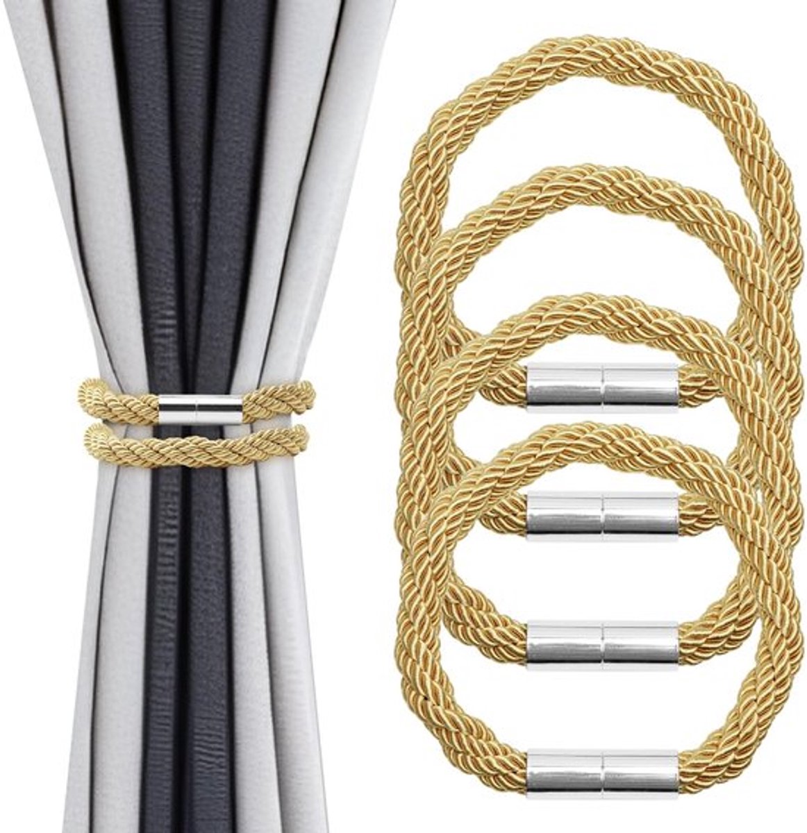 - Magnetische gordijnhouders - Gordijnhouders voor dikke gordijnen - Stijlvolle gordijnaccessoires - Goud - Decoratieve gordijnhouders - El...