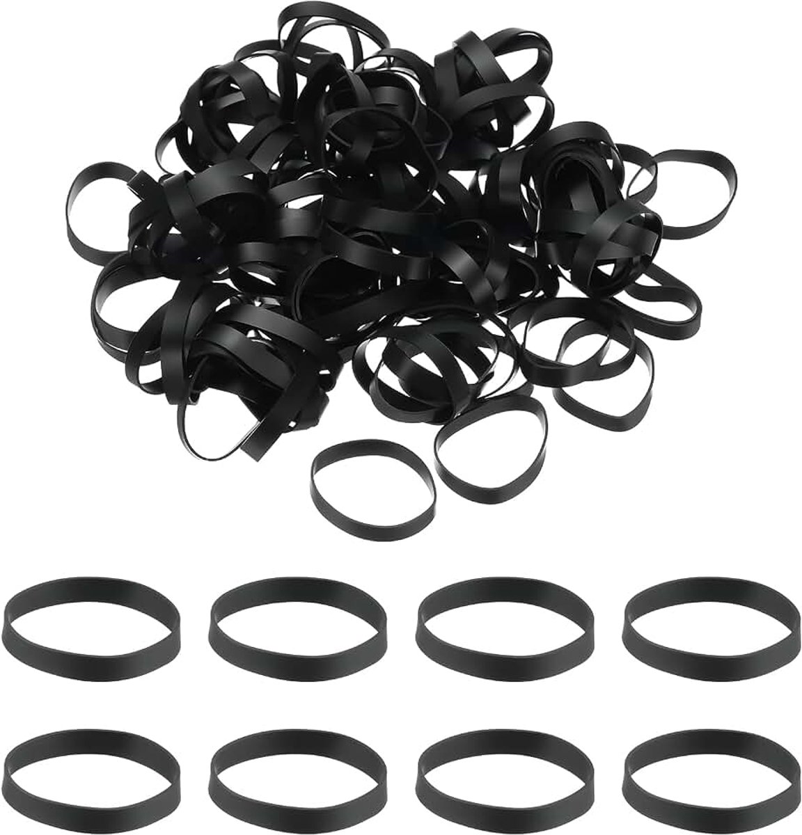 250 stuks siliconen kabelbinders, 25 mm zware kleine sterke elastiekjes, siliconen elastiekjes voor koordbeheer thuiskantoor organisatie, zwart (39 x 5 x 0,7 mm)