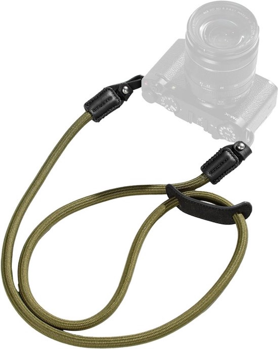Verstelbare camera schouderband met leren pad en O-ring voor DSLR of spiegelloze camera's, groen, comfortabel en duurzaam