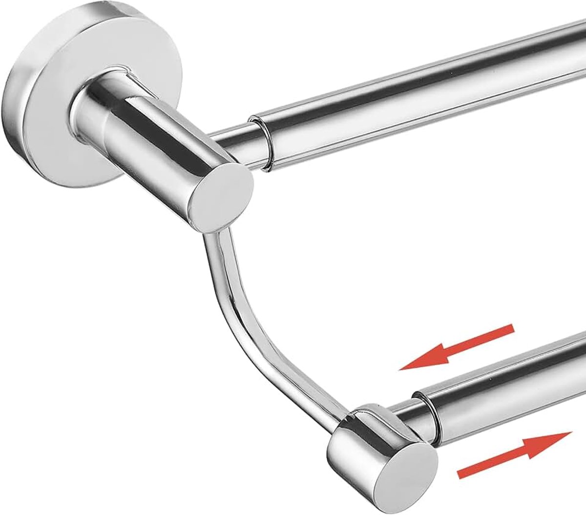 SUS304 Verstelbare dubbele badhanddoekstang van 40,6-66 cm voor de badkamer, roestvrijstalen handdoekhouder, hotelstijl, wandbevestiging met schroeven, handdoekstang, handdoekrek stang, hanger