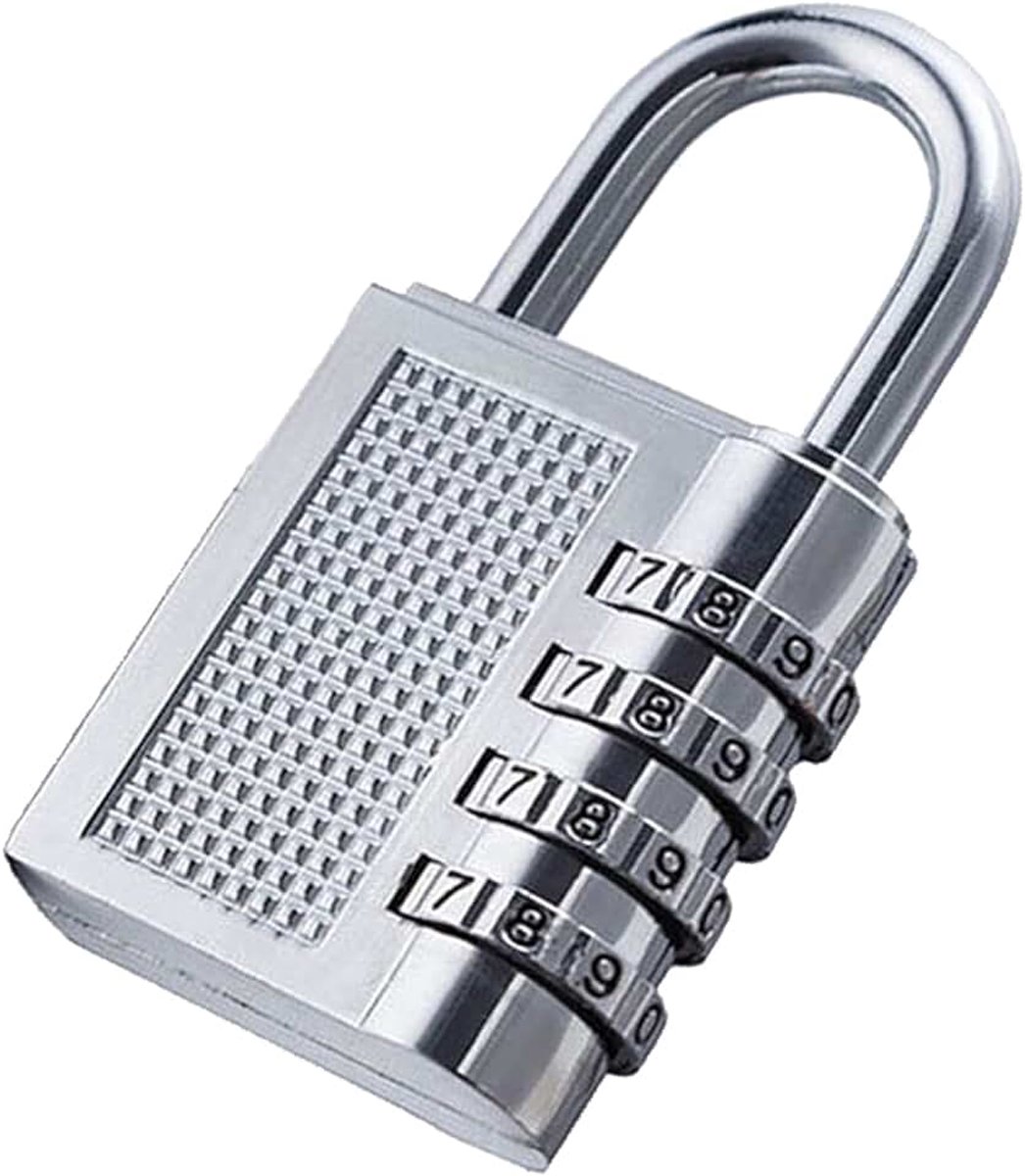 Slot met cijfercode, hangslot nummers, cijferslot 4 cijfers, lockerslot voor sportschool, hostel, cijferslot weerbestendig buiten voor kelder, tuindeur, zilver
