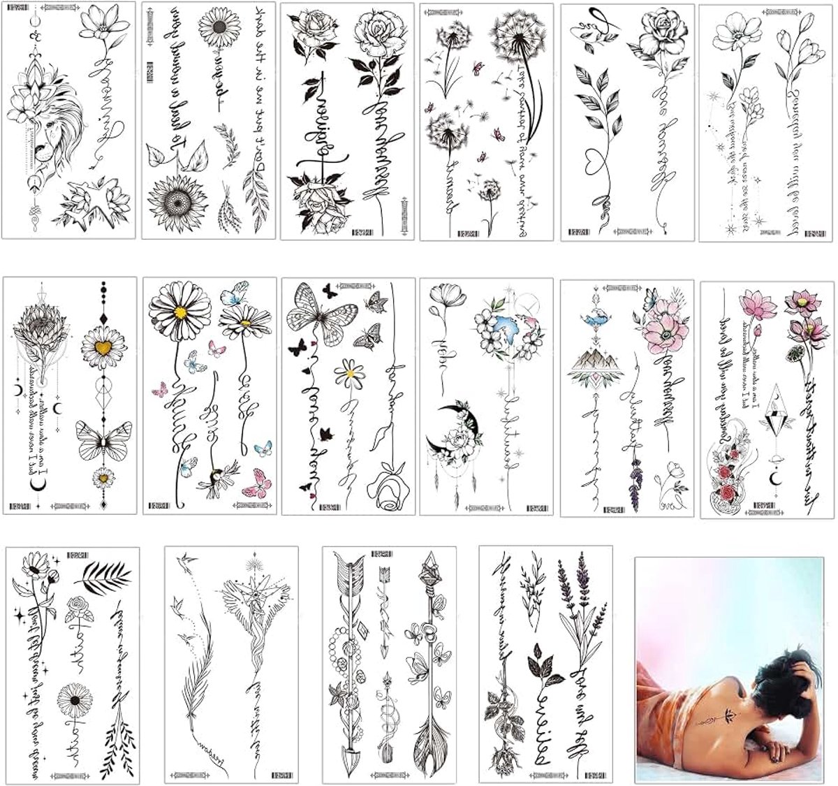 Tijdelijke Tatoeages Vrouwen Meisjes, Realistische Vlinder Nep-tatoeages Lichaam, Sexy Tatoeagestickers voor Volwassenen Coachella Kerstmis Halloween Festival Muziek
