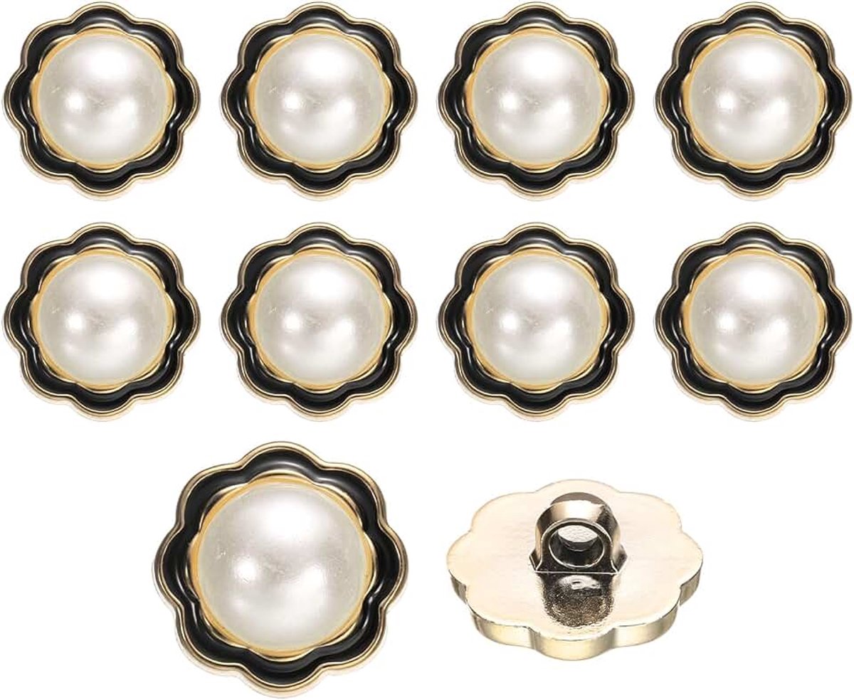 Knopen Vintage Hars Bloem Metalen Parel Accessoires Naaien Voor Decoratie Kleding Jas Projecten DIY, Zwart