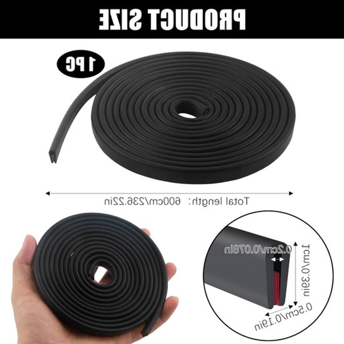Rubberen Hoekbescherming en Randafdichting voor Platen, Auto-deuren, Rolpoorten en Tafelranden (2 mm x 6 m)