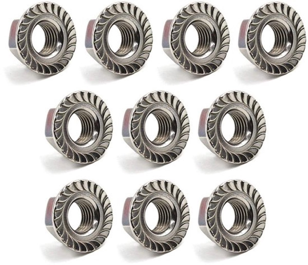Roestvrijstalen M12 Flensmoeren 304 - Set van 10 Flensmoeren voor Bevestiging en Montage