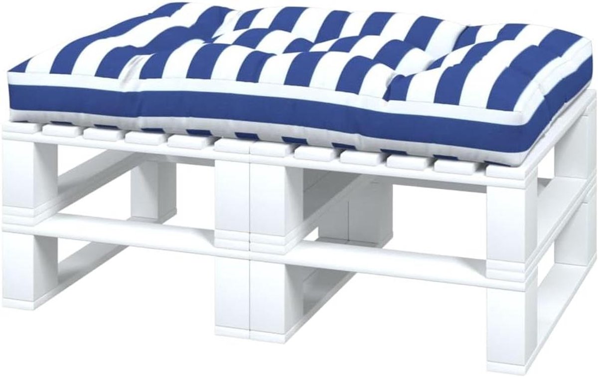 Pallet Kussen - Bankkussen - Buiten Zitten - Duurzaam Polyester - 120x80x12 cm - Blauw Wit