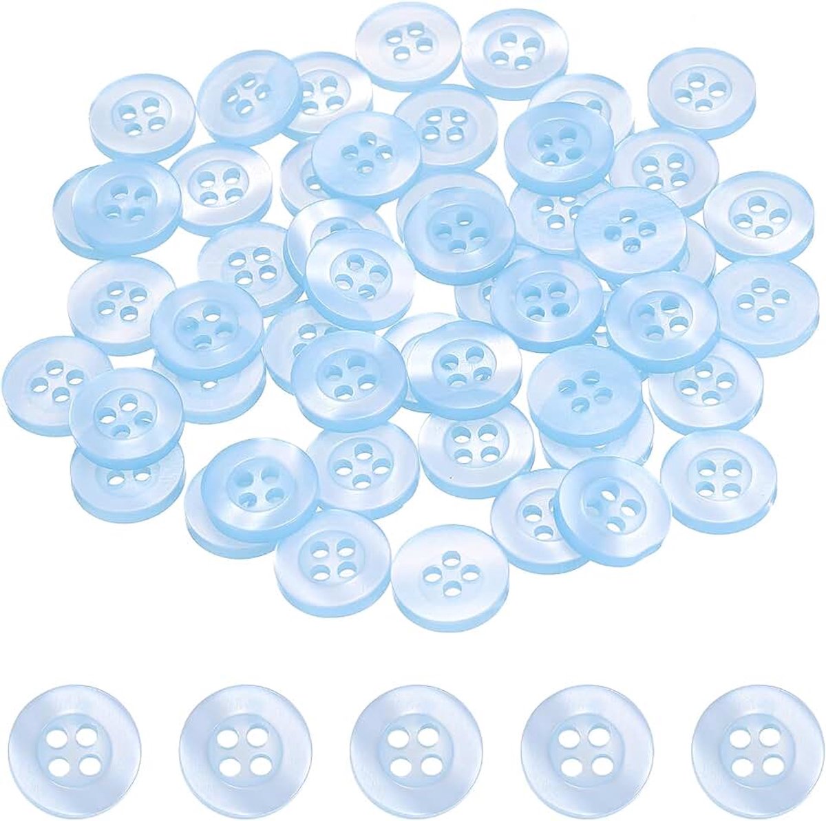 Knopen 11,5 mm (0,45 inch) 4 gaten hars ronde ambachtelijke vervangingsknoppen voor kleding doe-het-zelf handwerk decoratie, blauw