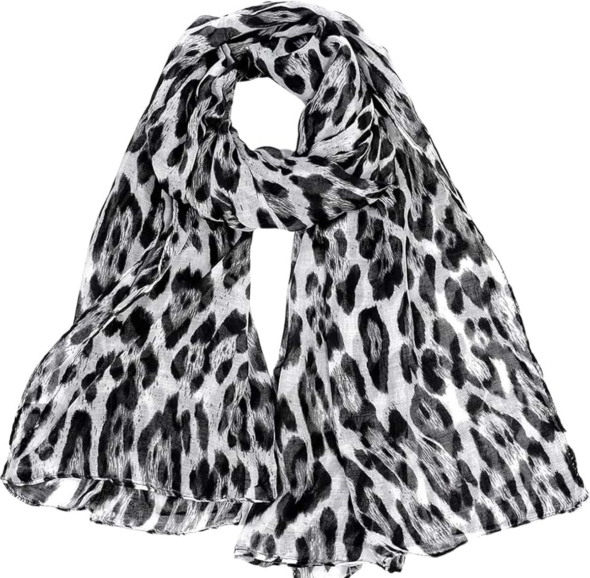 Luipaardprint sjaal voor vrouwen, lichtgewicht chiffon zijde gevoel rechthoekige sjaal, zacht aanvoelend mode-accessoire