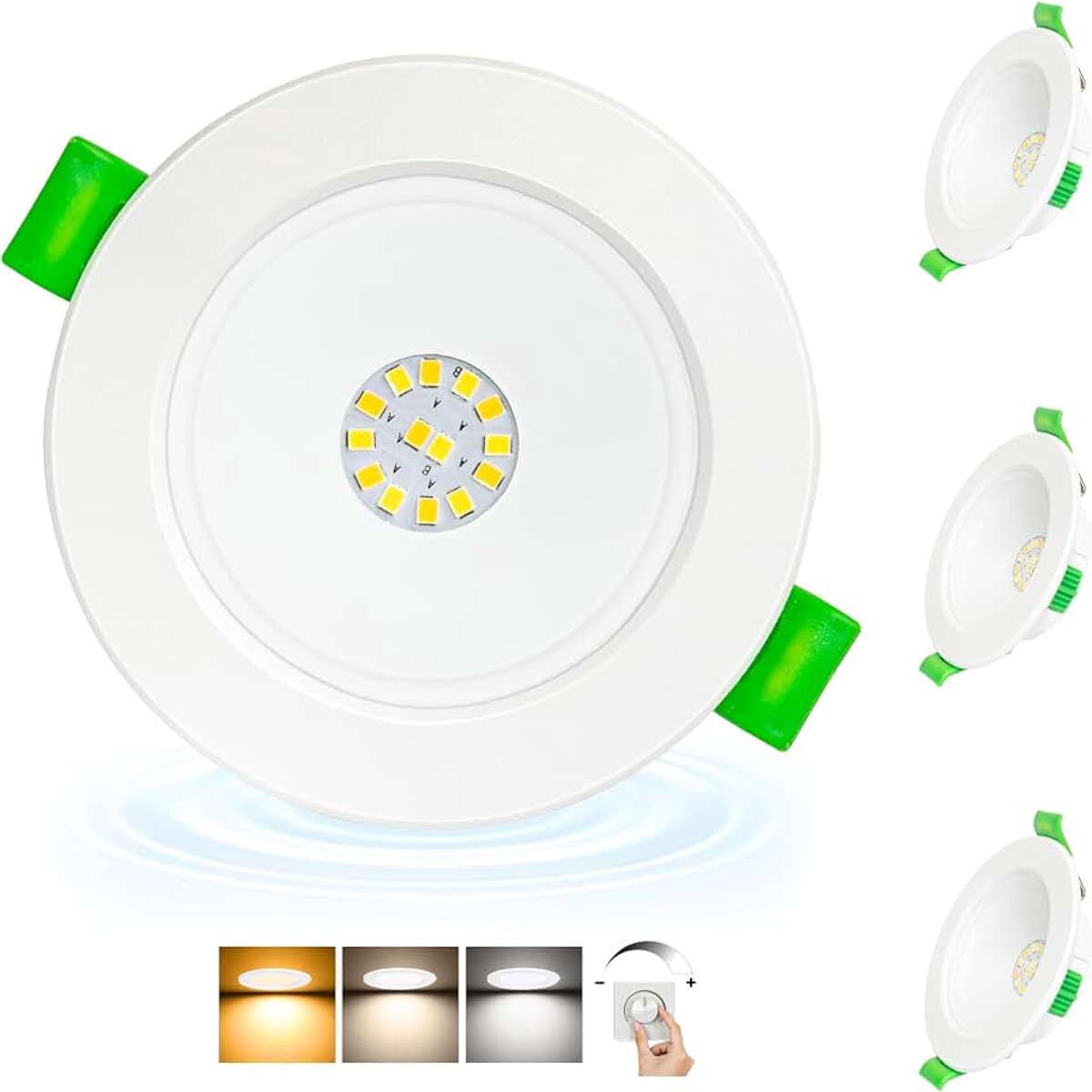 Inbouwspot Dimbaar 230V, 5W 650LM LED Spots Ultraplat, Inbouwlampen Warmwit Neutraal Wit Koudwit, IP44 Plafondspots Voor Badkamer Woonkamer, Plafondlamp Gatmaat 68-80mm, Wit Set Van 3