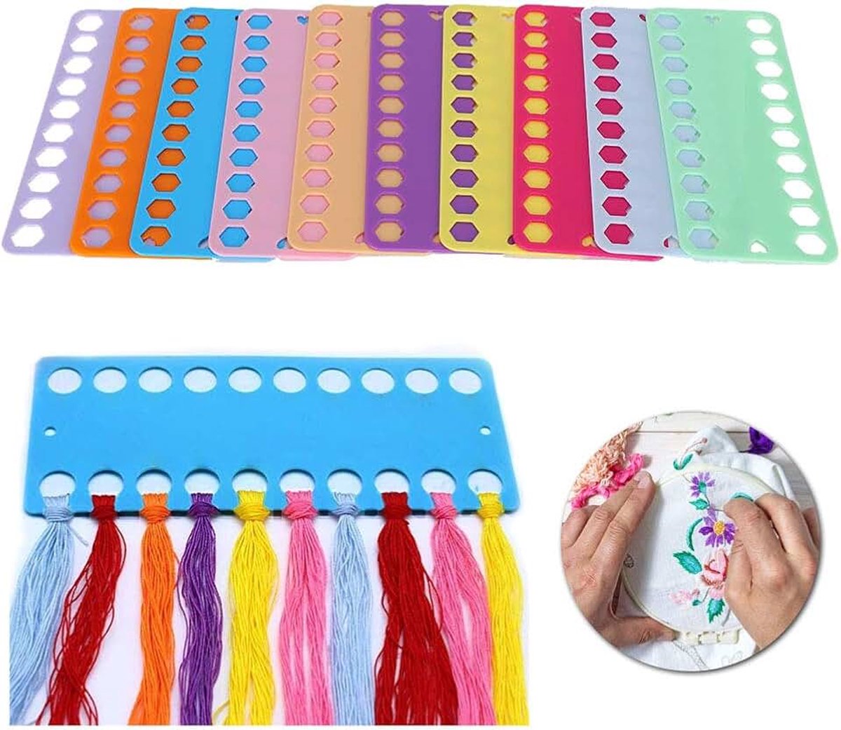 20 Stks Cross Stitch Threads Organizer, Plastic Floss Spoel 20 Gaten Kleur Plastic Board voor Cross Katoenen Draad Craft DIY Naaien