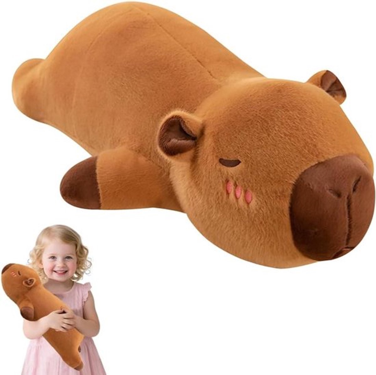 Kawaii Capibara pluche kussen 50 cm - Realistisch dier voor kinderen en huisdecoratie - Zacht en knuffelbaar - Bruin kleurig