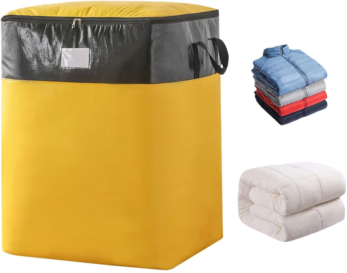 Casalora Verhuistas – Robuuste verhuistas – Opbergtas voor kleding – Opbergtas voor huishoudelijke spullen – Extra grote capaciteit – 52 x 40 x 54 cm – Medium – Geschikt voor school en verhuizingen – Geel