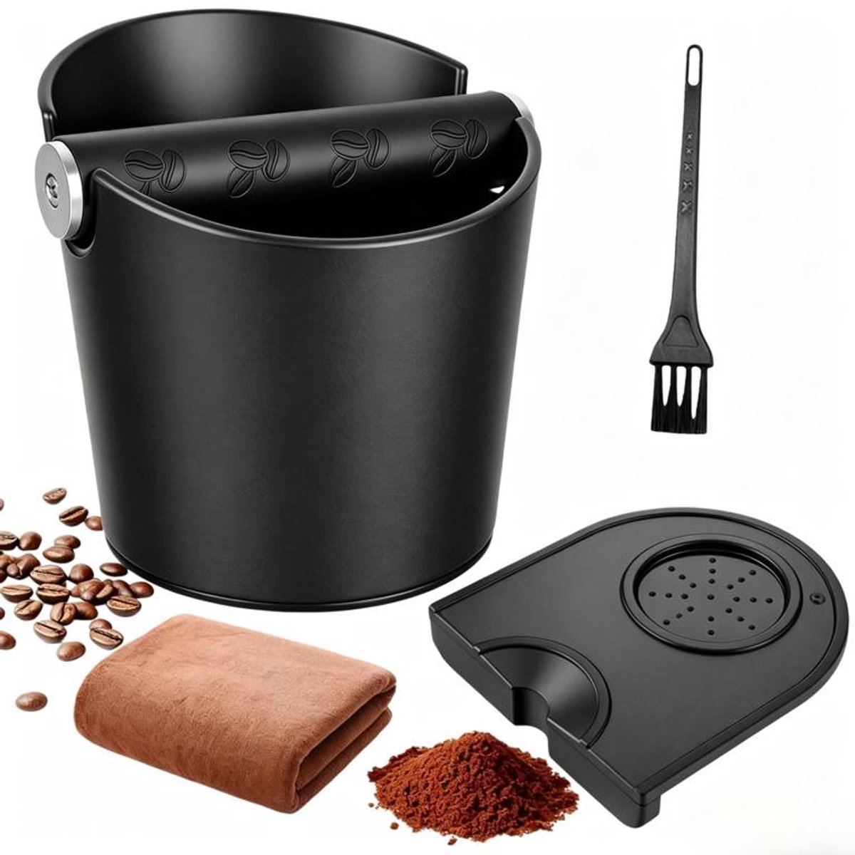 Espresso-uitklopbakset (4-delig) – Inclusief uitklopbak, tampermat, schoonmaakborstel en schoonmaakdoek