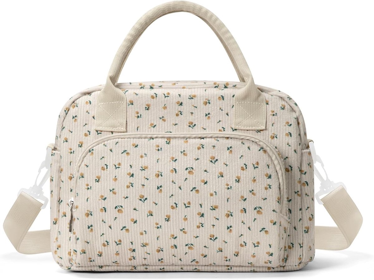 Kleine Koeltas - Geïsoleerde Lunchtas - Grote Capaciteit - Verstelbare Schouderband - Voor Werk, School, Picknick en Reizen - 29x17x22,8 cmn - Bloemenprint