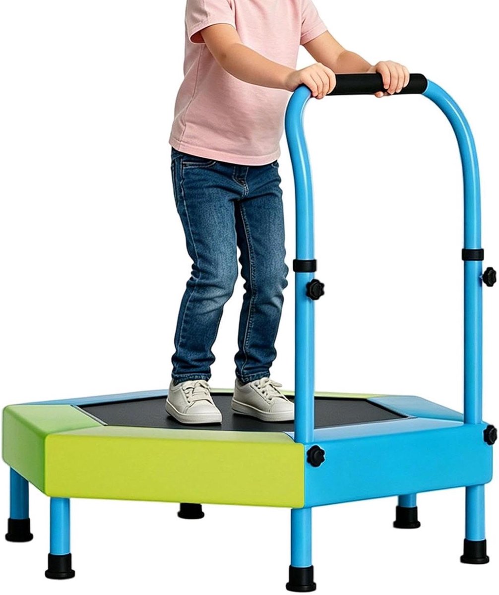 Mini Trampoline - Springspeelgoed Kinderen - Actief Spelen - Opvouwbaar Met Handgreep - 90 cm Diameter - Blauw