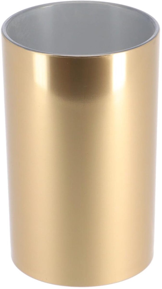 Tendance tandenborstel houder/beker Monaco - goud - 320ml - rond - kunststof - metaaleffect