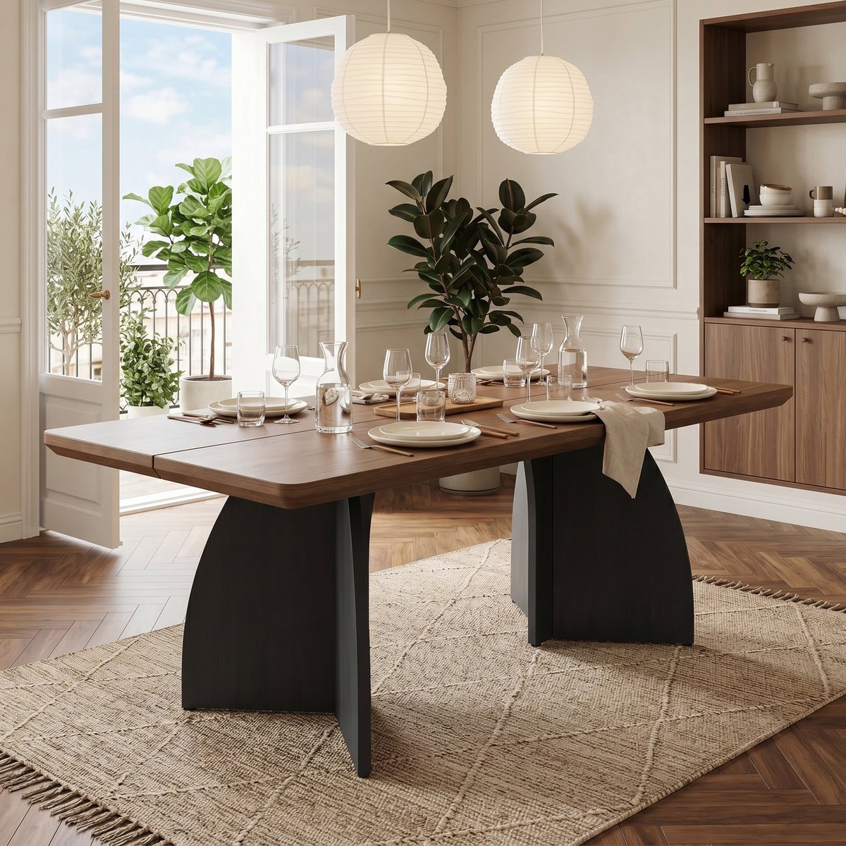 Eettafel 160x80cm - Modern Design in Walnoot - Comfortabel voor 4-6 Personen