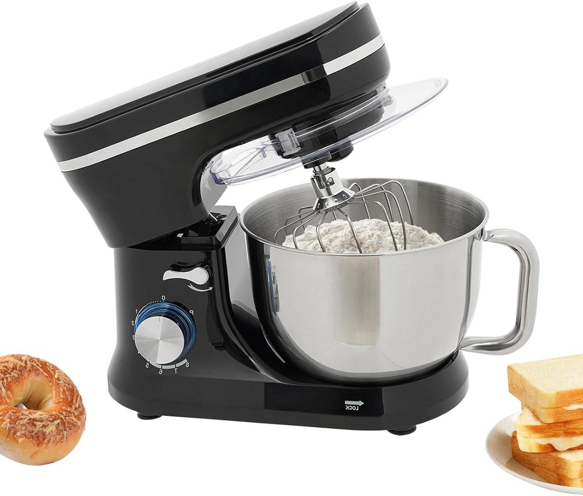 Keukenmachine - Deegmachine Mixer - Bakken en Koken - Stil & Krachtig - 45 Liter - Zwart