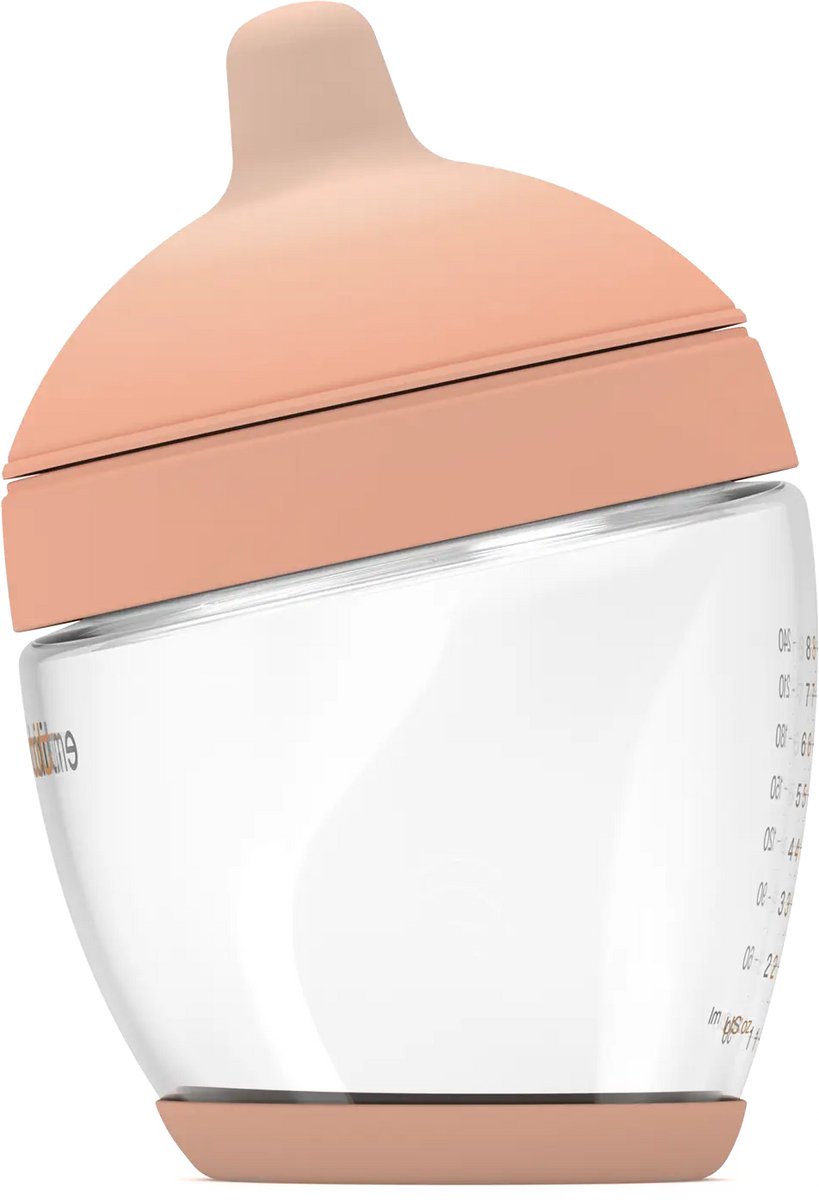 Emulait Classic Glazen Babyfles - Kleur: Fair - Maat: 4 - 240 ml - borstvormig - natuurlijk voeden - anti-koliek - bpa-vrij