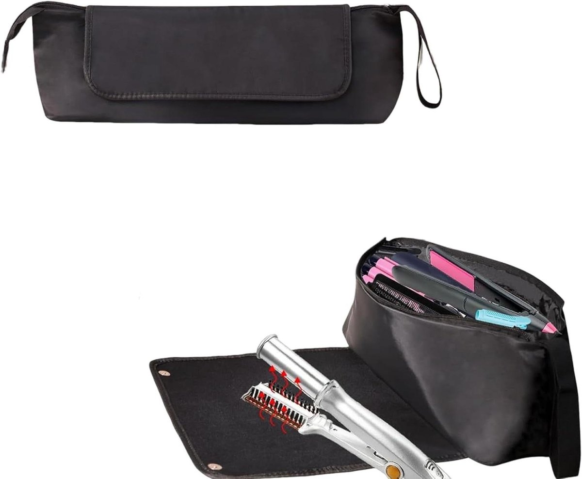 Hittebestendige Mat - Styling Tool Tas - Haar Styling - Hitte Bescherming - 38 x 17 cm - Zwart