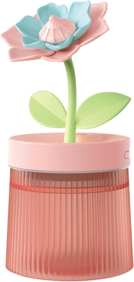 Mini Luchtbevochtiger - Bloem Vorm Luchtbevochtiger - Persoonlijke Ruimte Bevochtigen - Nano Mist Technologie - 260 ml - Rood
