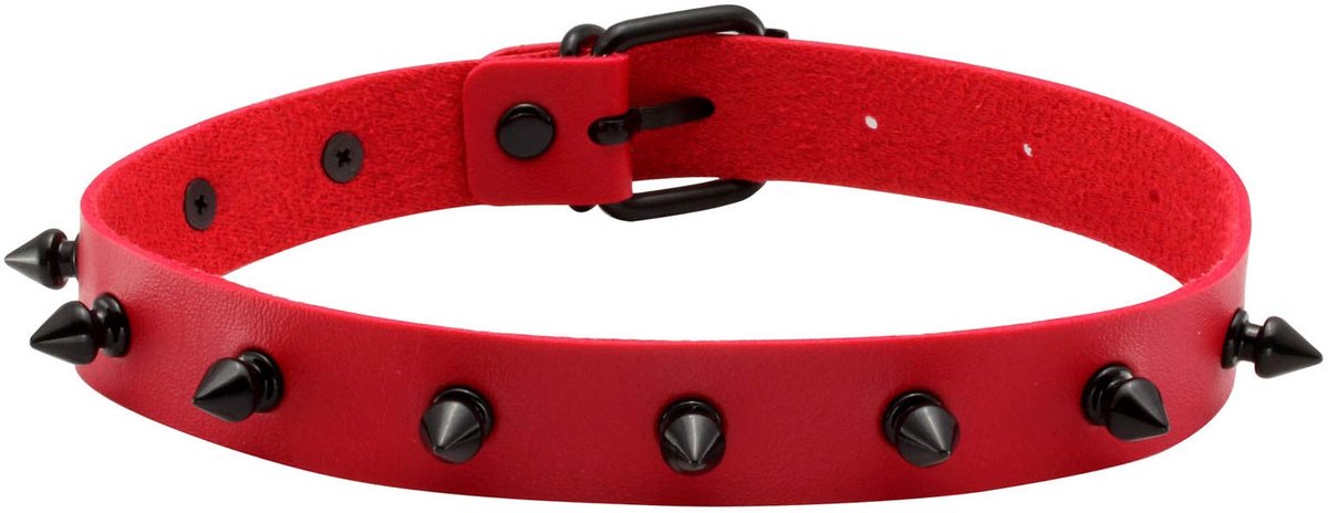 Punk-gotische metalen choker - zwarte PU-leer halsband - spijkertjes - voor dames en heren - SnelShoppen