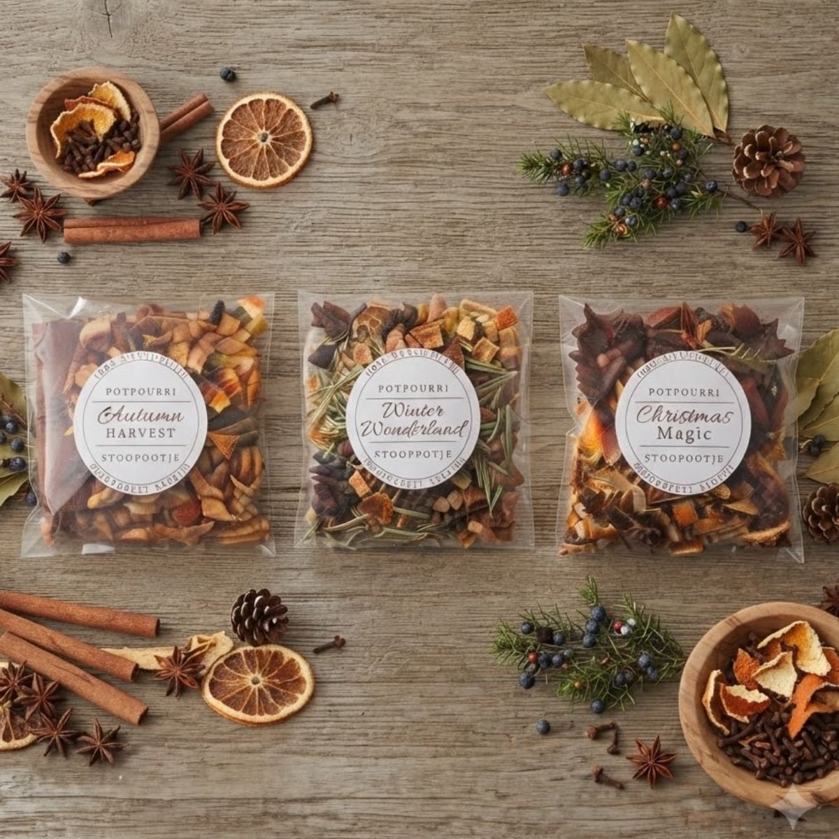 Brievenbus giftset Potpourri Stoofpotje Herfst, Winter, Kerstmis - Relatiegeschenken - Kerstpakket zakelijk - Natuurlijke huisparfum zonder toevoegingen - Natuurlijke strooidecoratie