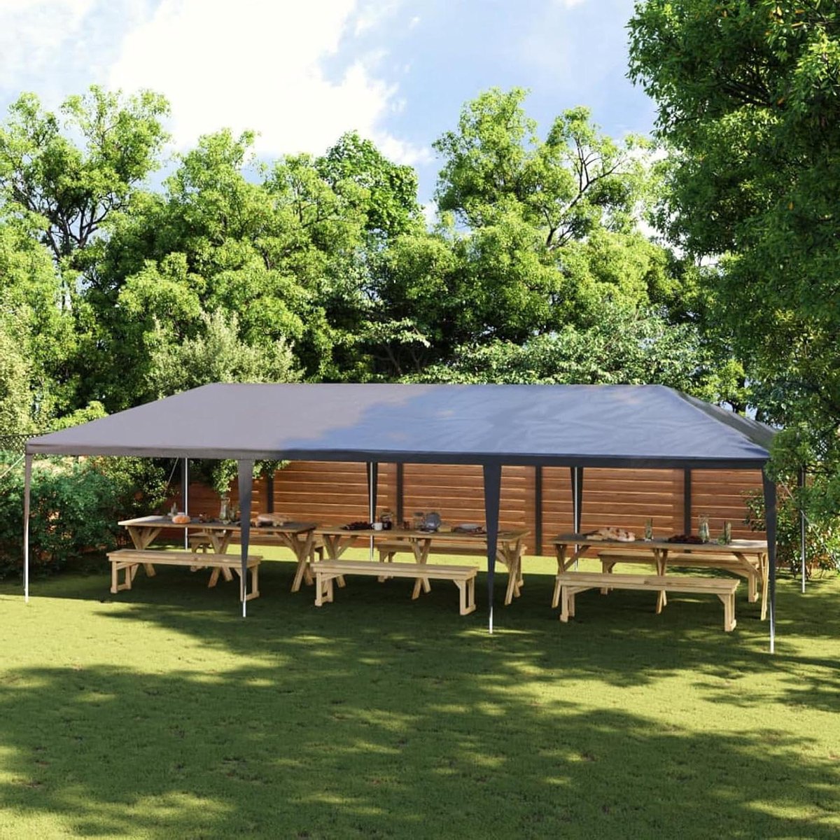 Partytent - Paviljoen Tuin - Feesten Buiten - UV-bestendig Waterdicht - 4 x 9 m - Antraciet