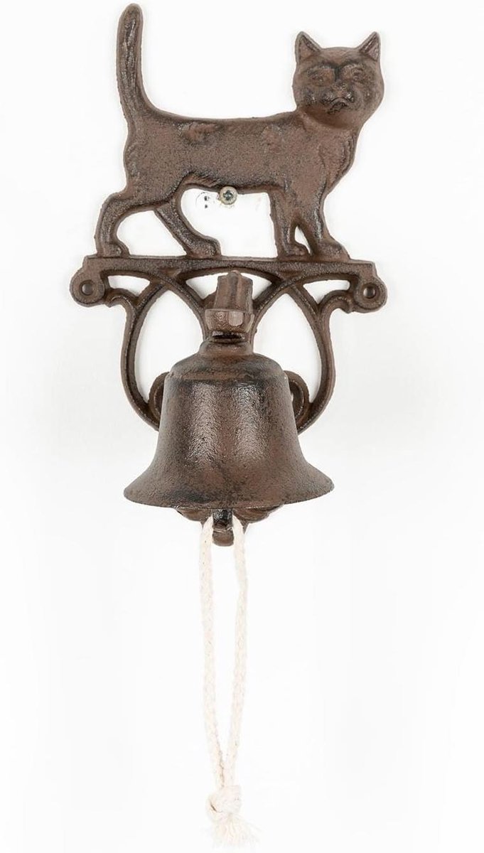 Hangende Deurbel - Kattenbel - Entree Decoratie - Gietijzeren Decoratie - 14 x 13 x 24 cm - Zwart