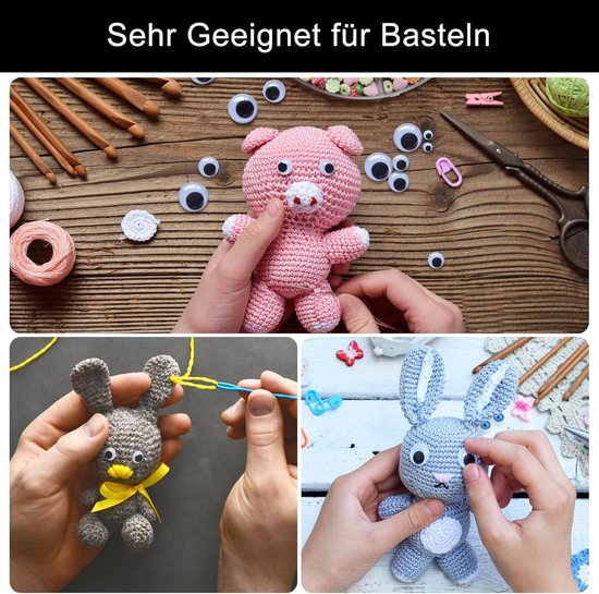 1970 Stuks Zelfklevende Wiggly Eyes, 4-20mm Googly Eyes Wiebelogen, 8 Maten Zelfklevende Ogen Zelfklevend, Googly Eyes Zelfklevende Ogen Voor Diy Scrapbooking Craft Poppenogen — afbeelding 3