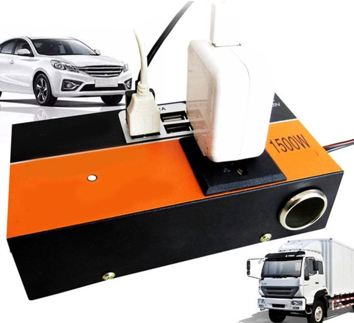 VT Goods - Auto-Omvormer - 12v 24v Naar 220v - Snel Opladen - Compact