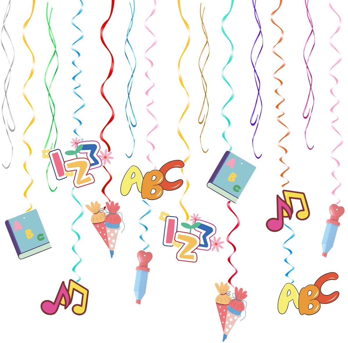 ABC en 123, 30 stuks, decoratie, spiraal, voor meisjes en jongens