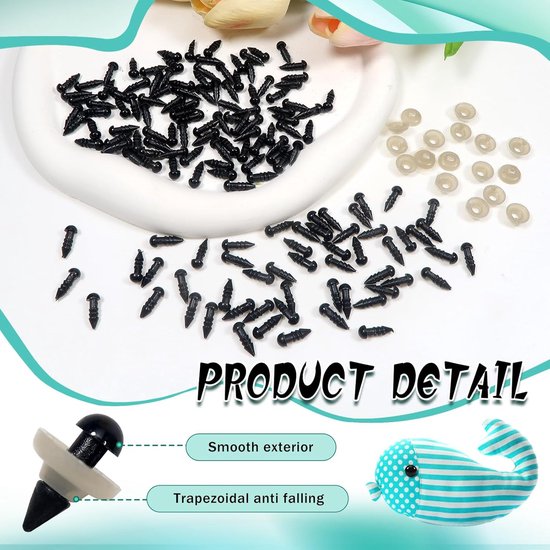 Ogen met ringen 5 mm plastic haaknaalden voor amigurumis poppen maken doe-het-zelf ambachtelijke pluche dieren — afbeelding 2