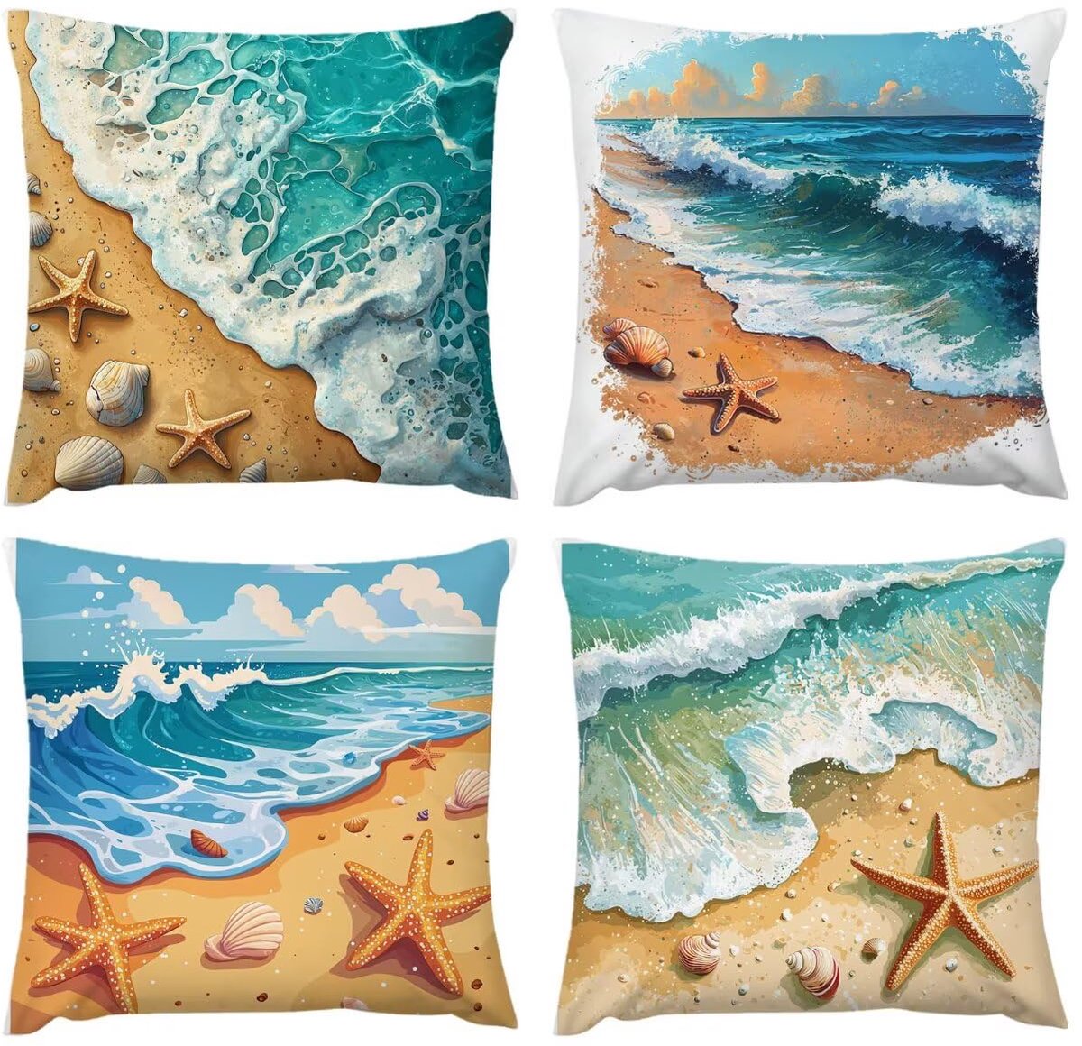 Sierkussens, linnen, 60 x 60 cm, sierkussens, zeesterren, outdoor, sierkussens van fluweel, voor slaapkamer, bank, stoel, balkon, geschenken vrouwen, A-167
